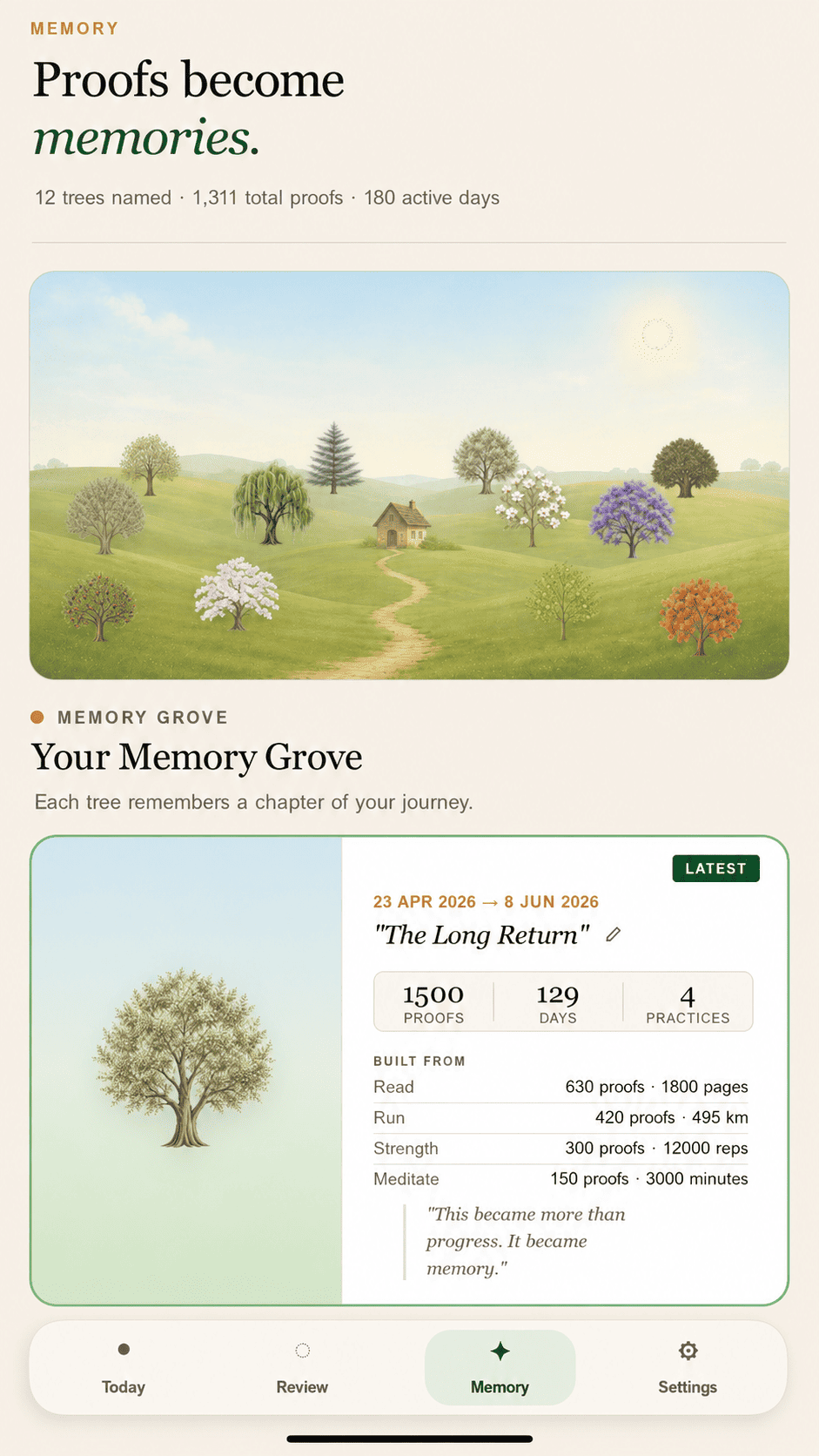 TinyProof memory screen